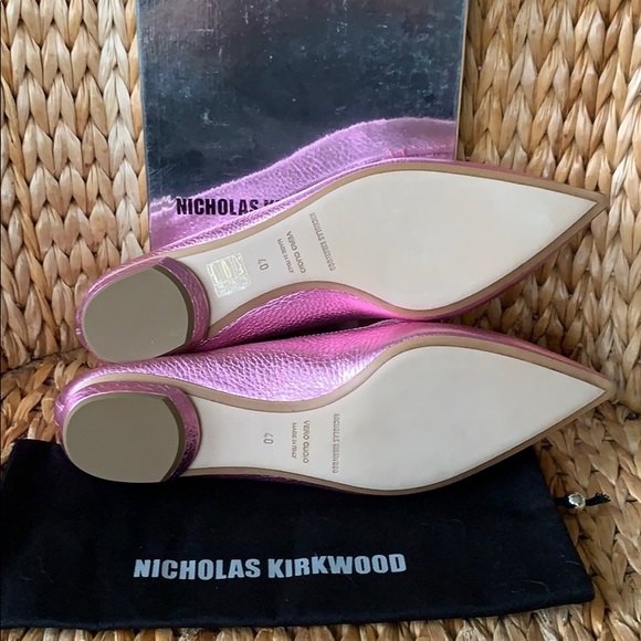 New in box Nicholas Kirkwood Pink Metallic Flats 40 / 9.5 - Picture 7 of 8